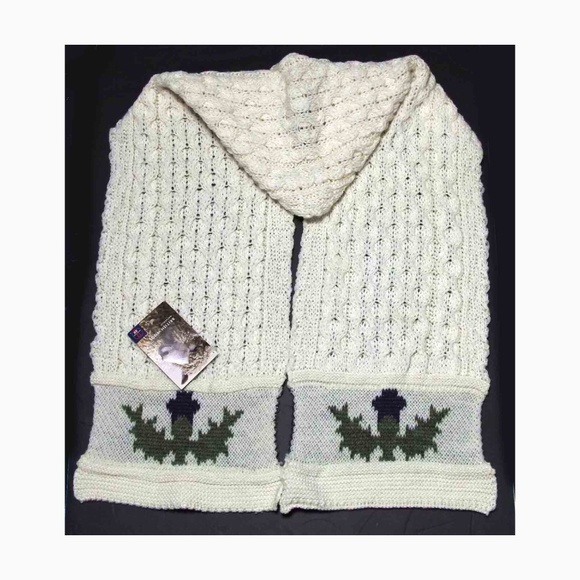 British Wool Scarf Cream Gray Green - Picture 2 of 2